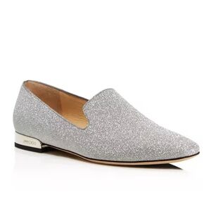 Jimmy Choo Women's Jaida Square Toe Glitter Leather Loafers